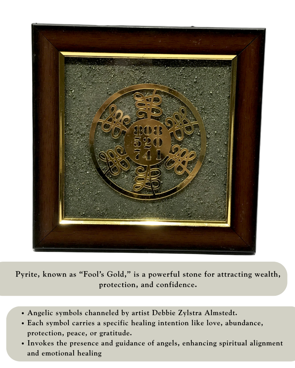 Zibu Symbol on Pyrite dust in a frame - AEORA ROCKS INDIA -Healing Crystals superstore