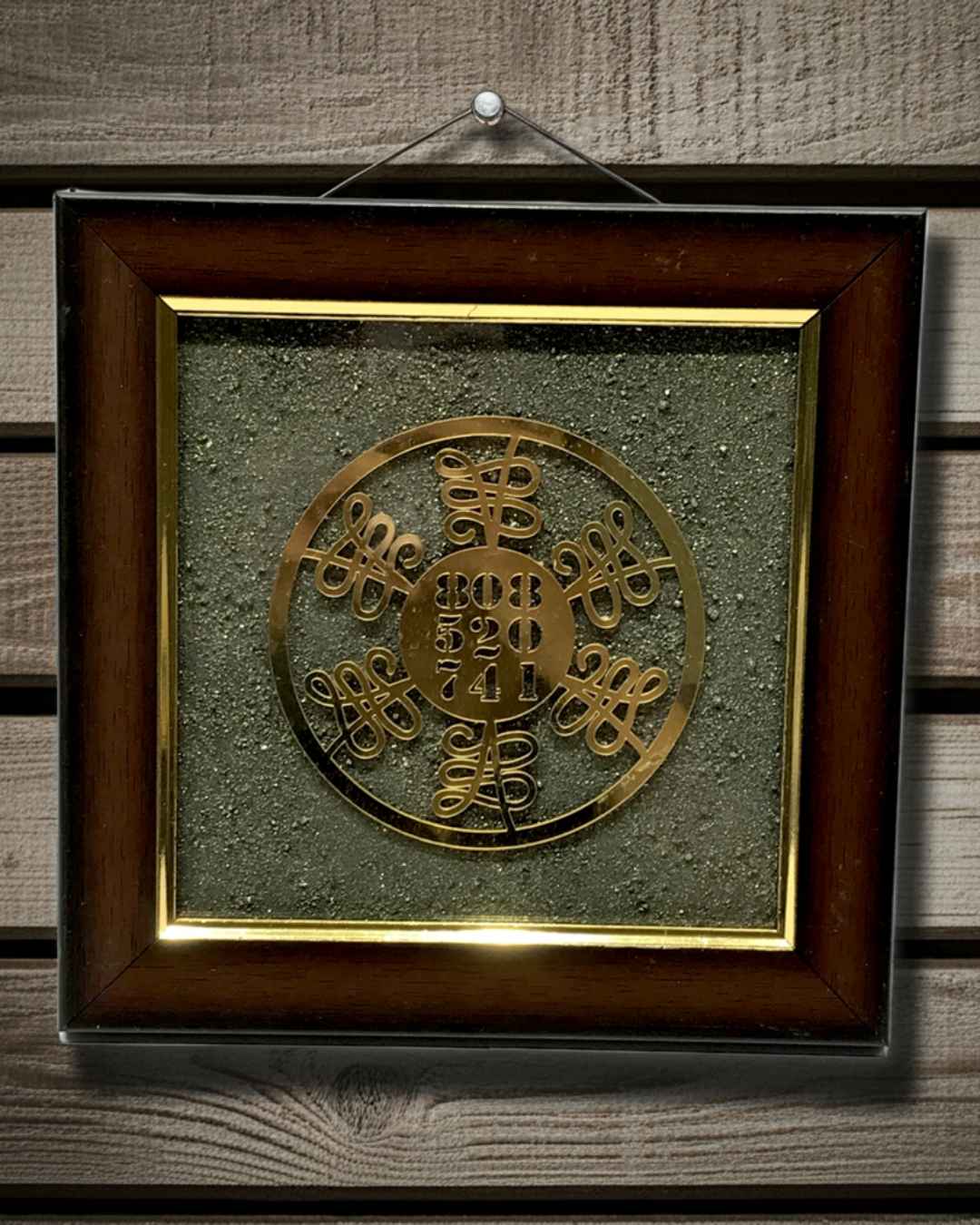 Zibu Symbol on Pyrite dust in a frame - AEORA ROCKS INDIA -Healing Crystals superstore