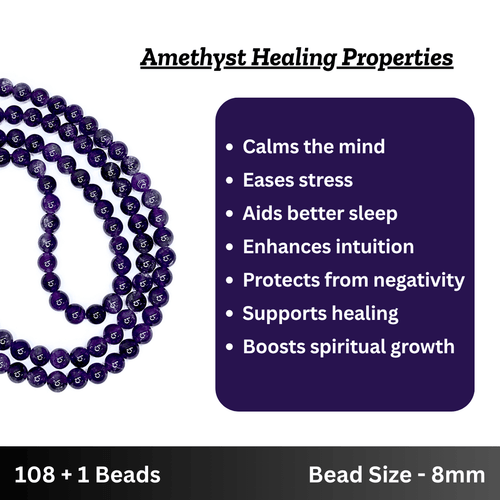 Amethyst Japa Mala - AEORA ROCKS INDIA - Healing Crystals superstore