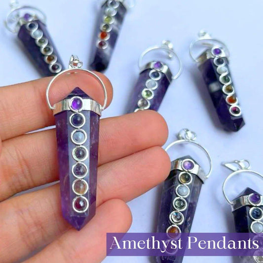 Amethyst Seven Chakra Pendant in India - Aeora Rocks - AEORA ROCKS INDIA - Healing Crystals superstore