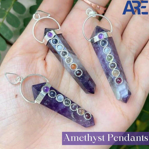 Amethyst Seven Chakra Pendant in India - Aeora Rocks - AEORA ROCKS INDIA - Healing Crystals superstore