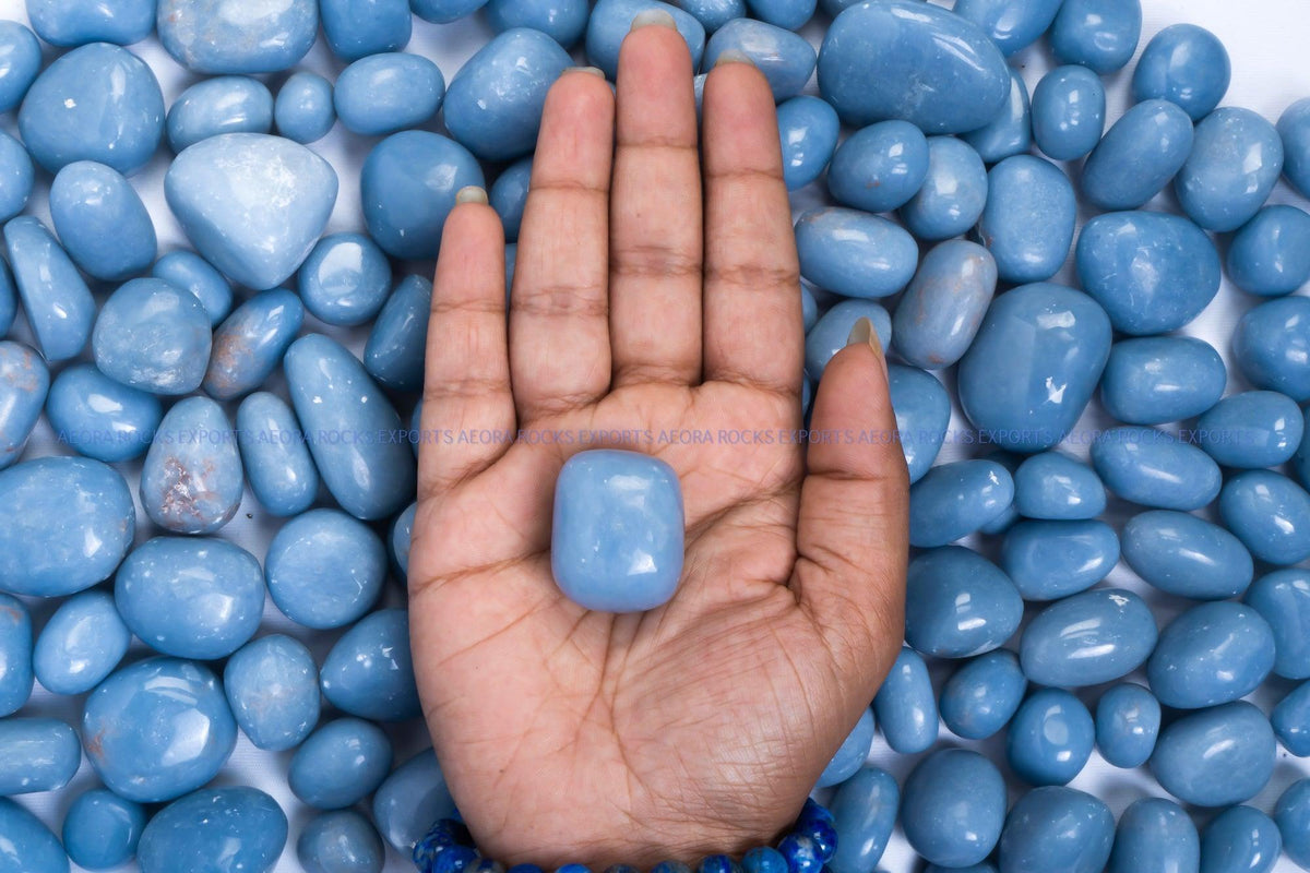 Angelite Tumbled Stone in India - Aeora Rocks - AEORA ROCKS INDIA - Healing Crystals superstore