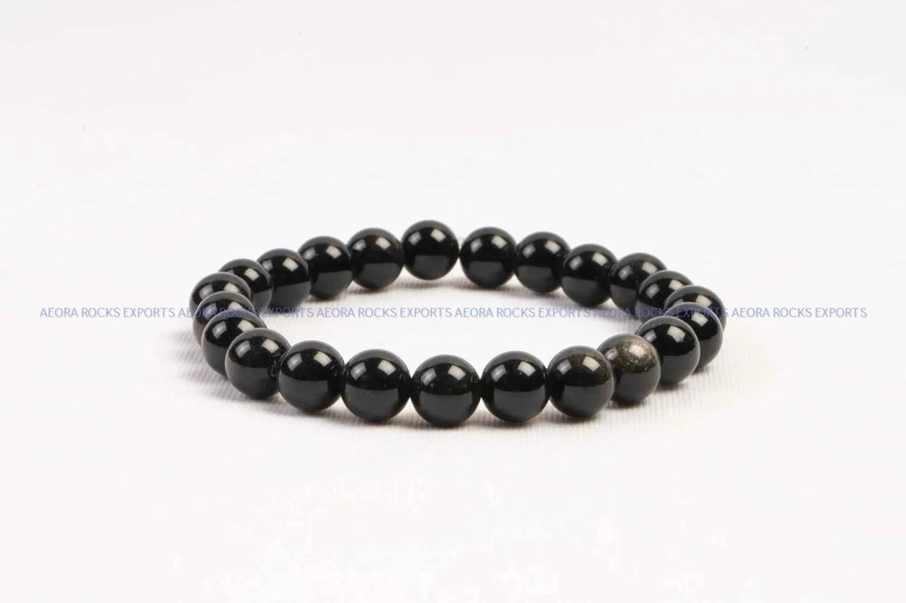 Black Obsidian Bead Bracelet 8mm in India - Aeora Rocks