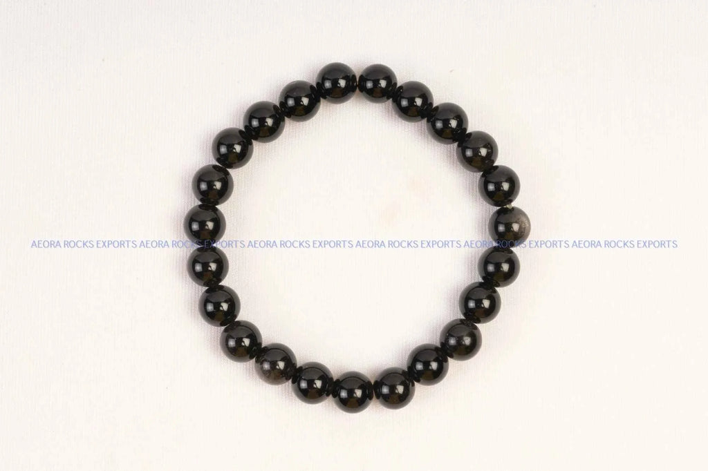 Black Obsidian Bead Bracelet 8mm in India - Aeora Rocks
