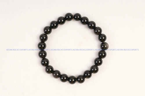 Black Obsidian Bead Bracelet 8mm in India - Aeora Rocks