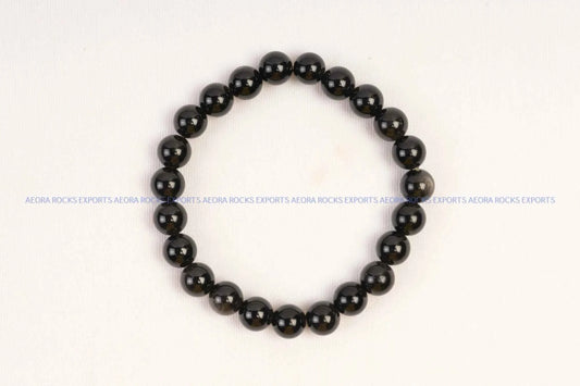 Black Obsidian Bead Bracelet 8mm in India - Aeora Rocks