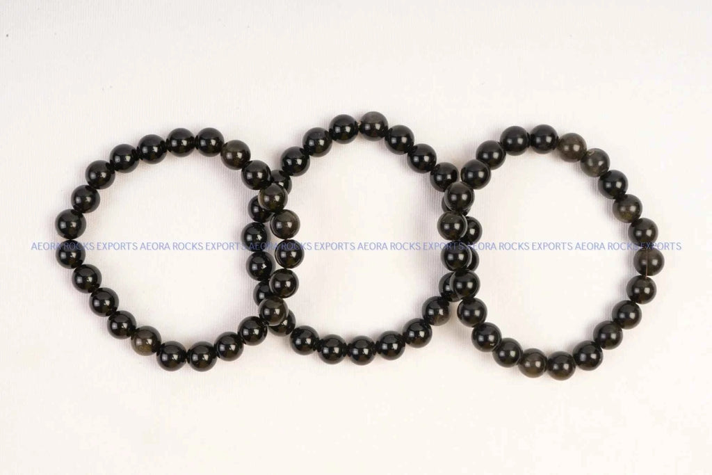 Black Obsidian Bead Bracelet 8mm in India - Aeora Rocks