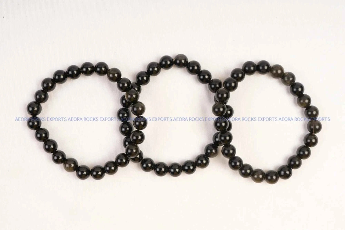 Black Obsidian Bead Bracelet 8mm in India - Aeora Rocks