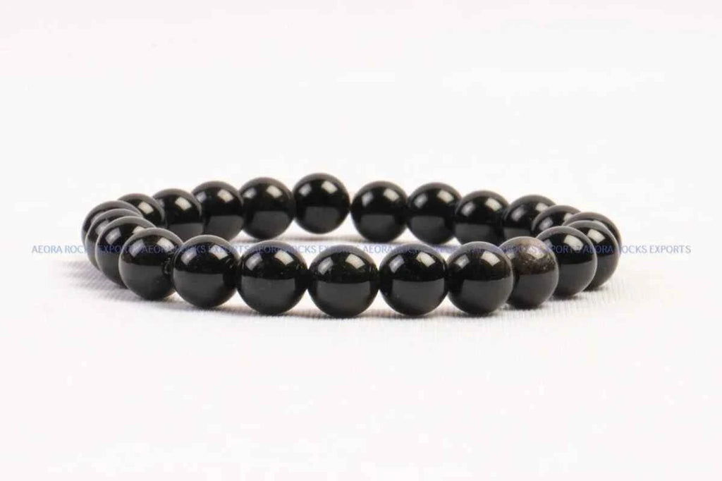 Black Obsidian Bead Bracelet 8mm in India - Aeora Rocks