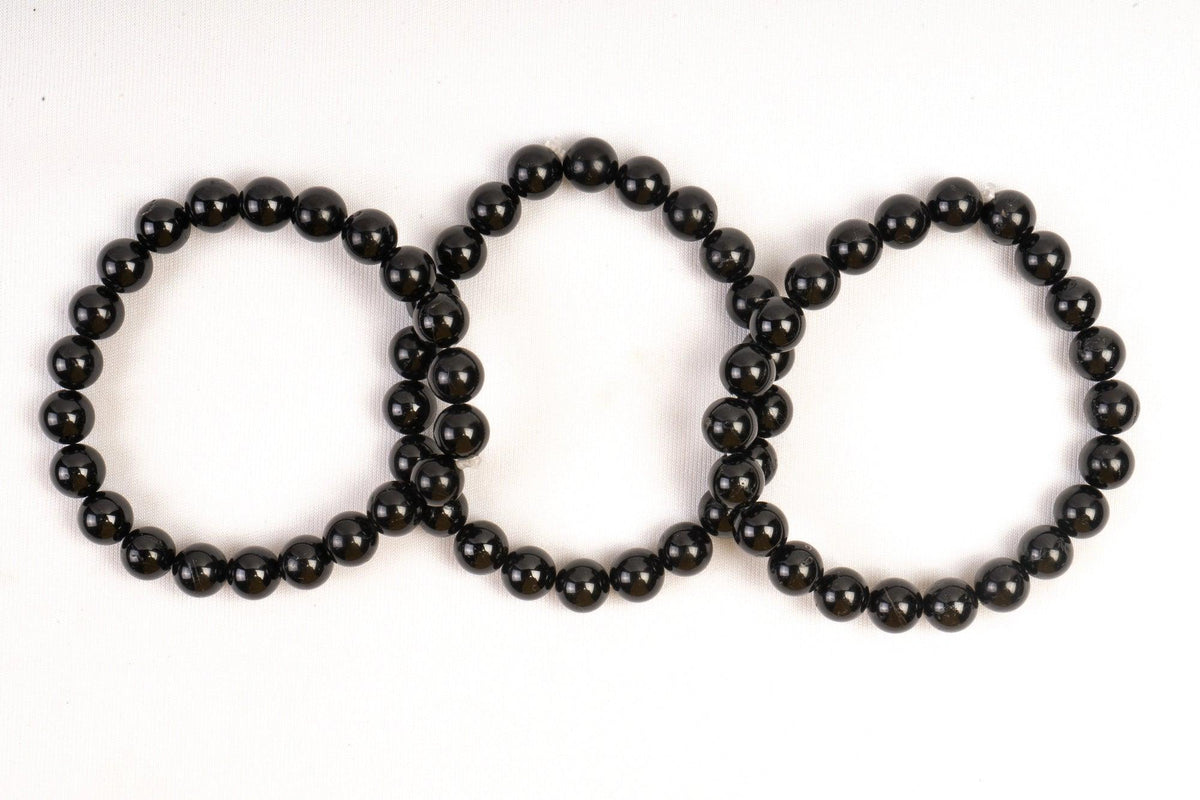 Black Tourmaline Bead Bracelet - AEORA ROCKS INDIA - Healing Crystals superstore