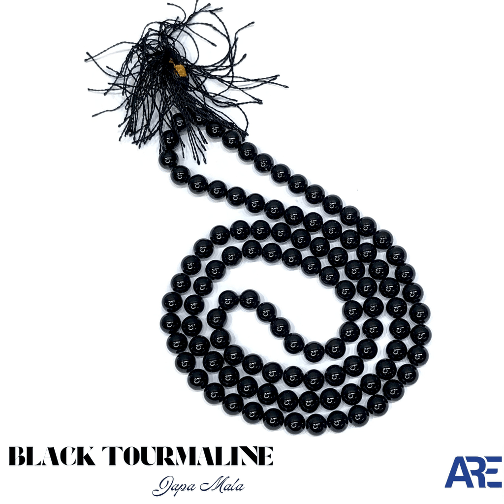 Black Tourmaline Japa Mala - AEORA ROCKS INDIA - Healing Crystals superstore