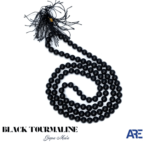 Black Tourmaline Japa Mala - AEORA ROCKS INDIA - Healing Crystals superstore