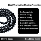 Black Tourmaline Japa Mala - AEORA ROCKS INDIA - Healing Crystals superstore
