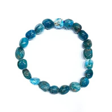 Blue Apatite Tumbled Bracelet - AEORA ROCKS INDIA - Healing Crystals superstore