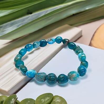 Blue Apatite Tumbled Bracelet - AEORA ROCKS INDIA - Healing Crystals superstore