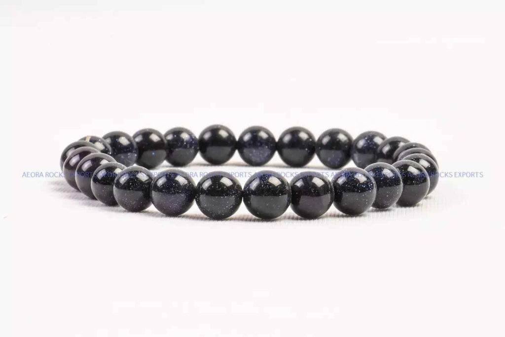 Blue Goldstone Bead Bracelet 8mm in India - Aeora Rocks