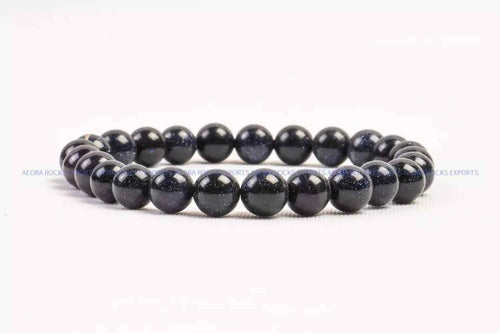 Blue Goldstone Bead Bracelet 8mm in India - Aeora Rocks