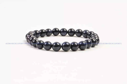 Blue Goldstone Bead Bracelet 8mm in India - Aeora Rocks