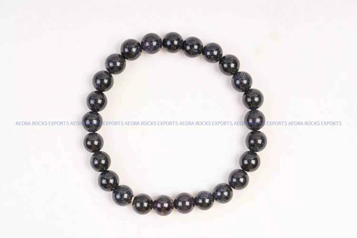 Blue Goldstone Bead Bracelet 8mm in India - Aeora Rocks