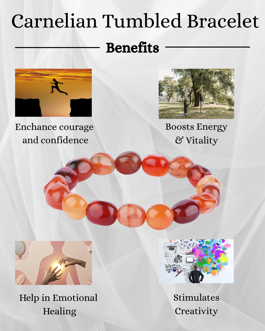 Carnelian Tumbled Bracelet - AEORA ROCKS INDIA -Healing Crystals superstore