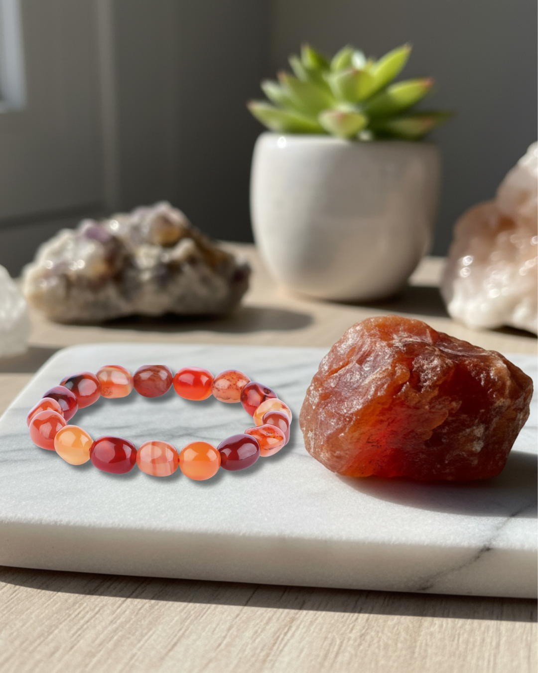 Carnelian Tumbled Bracelet - AEORA ROCKS INDIA -Healing Crystals superstore