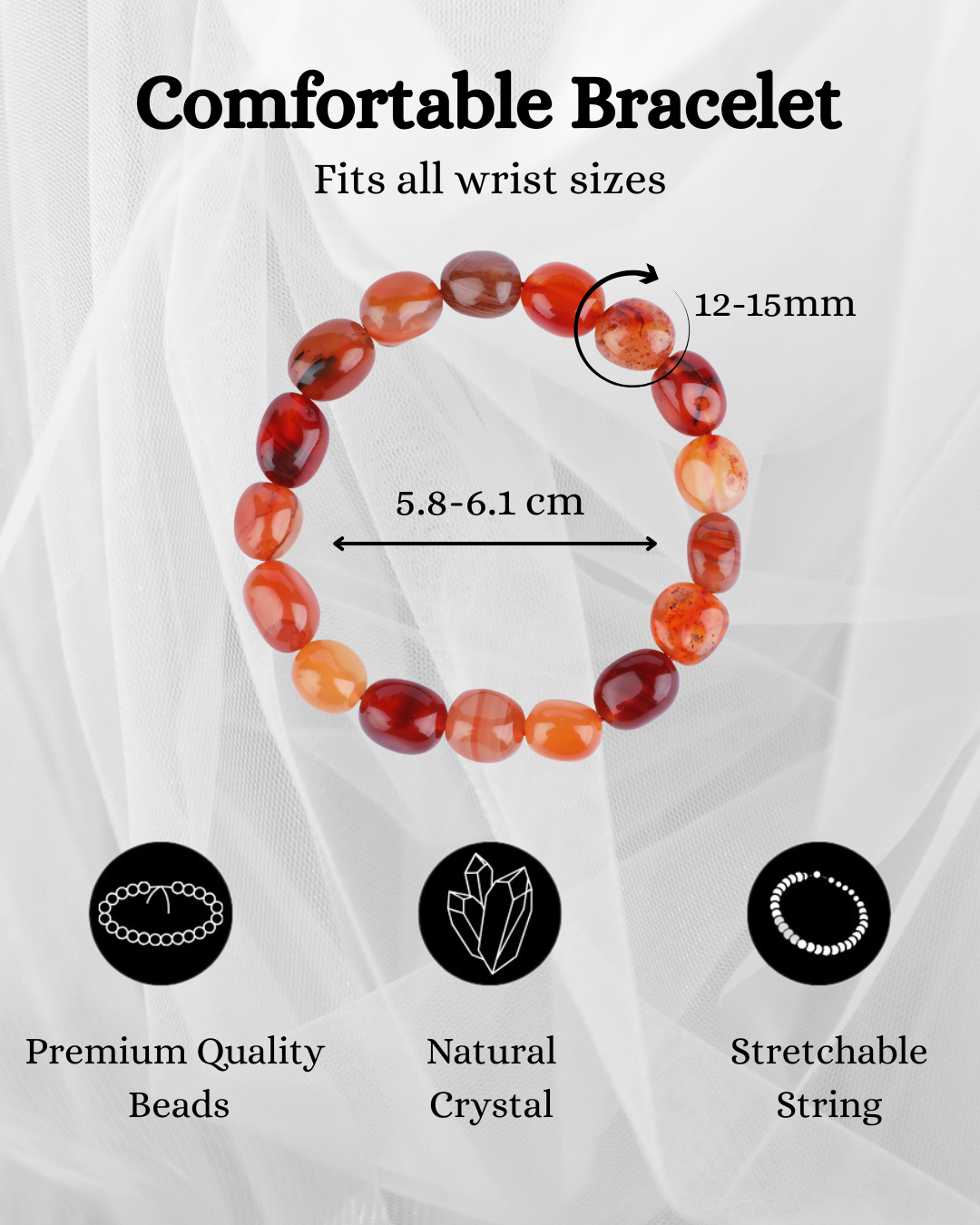 Carnelian Tumbled Bracelet - AEORA ROCKS INDIA -Healing Crystals superstore
