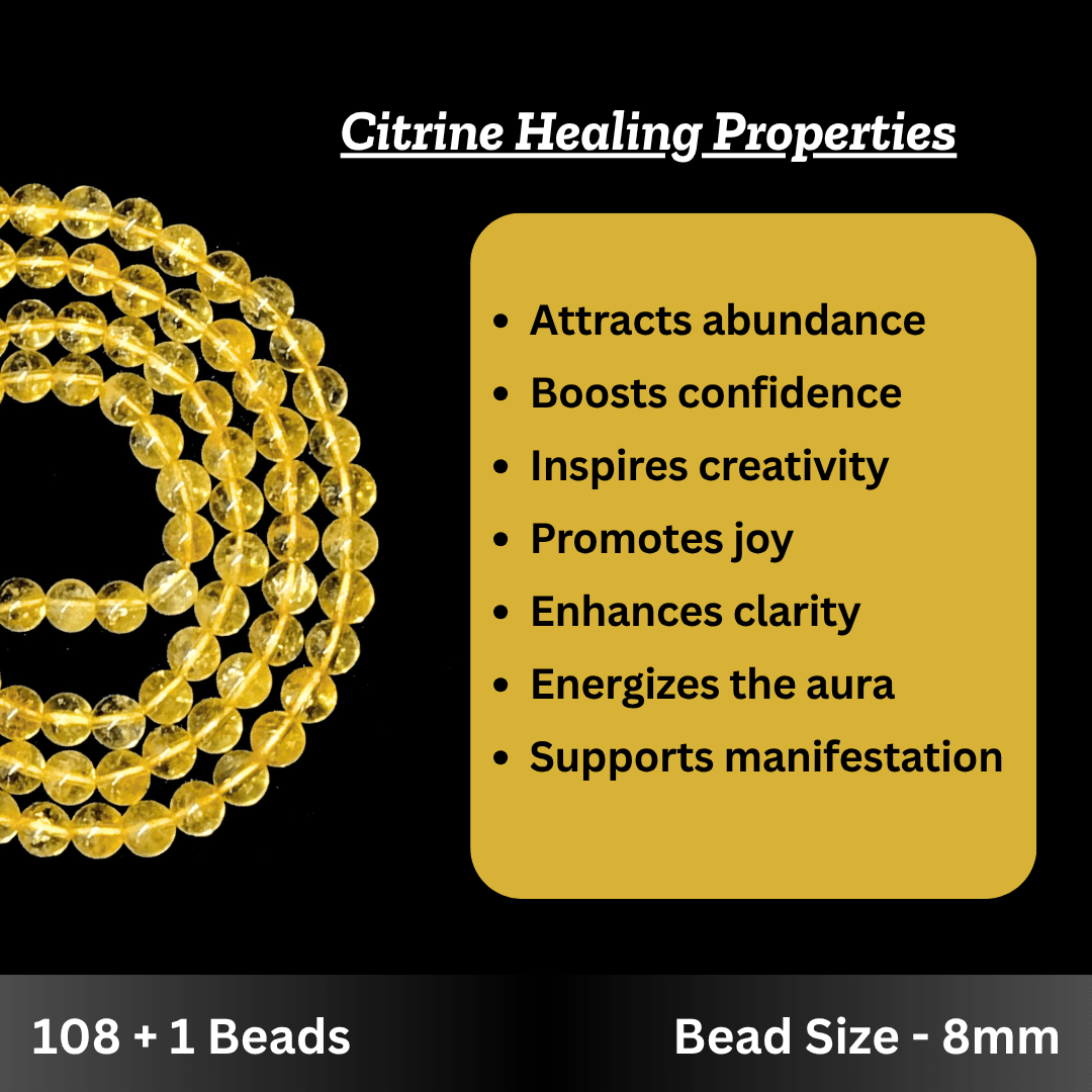 Citrine Japa Mala - AEORA ROCKS INDIA - Healing Crystals superstore