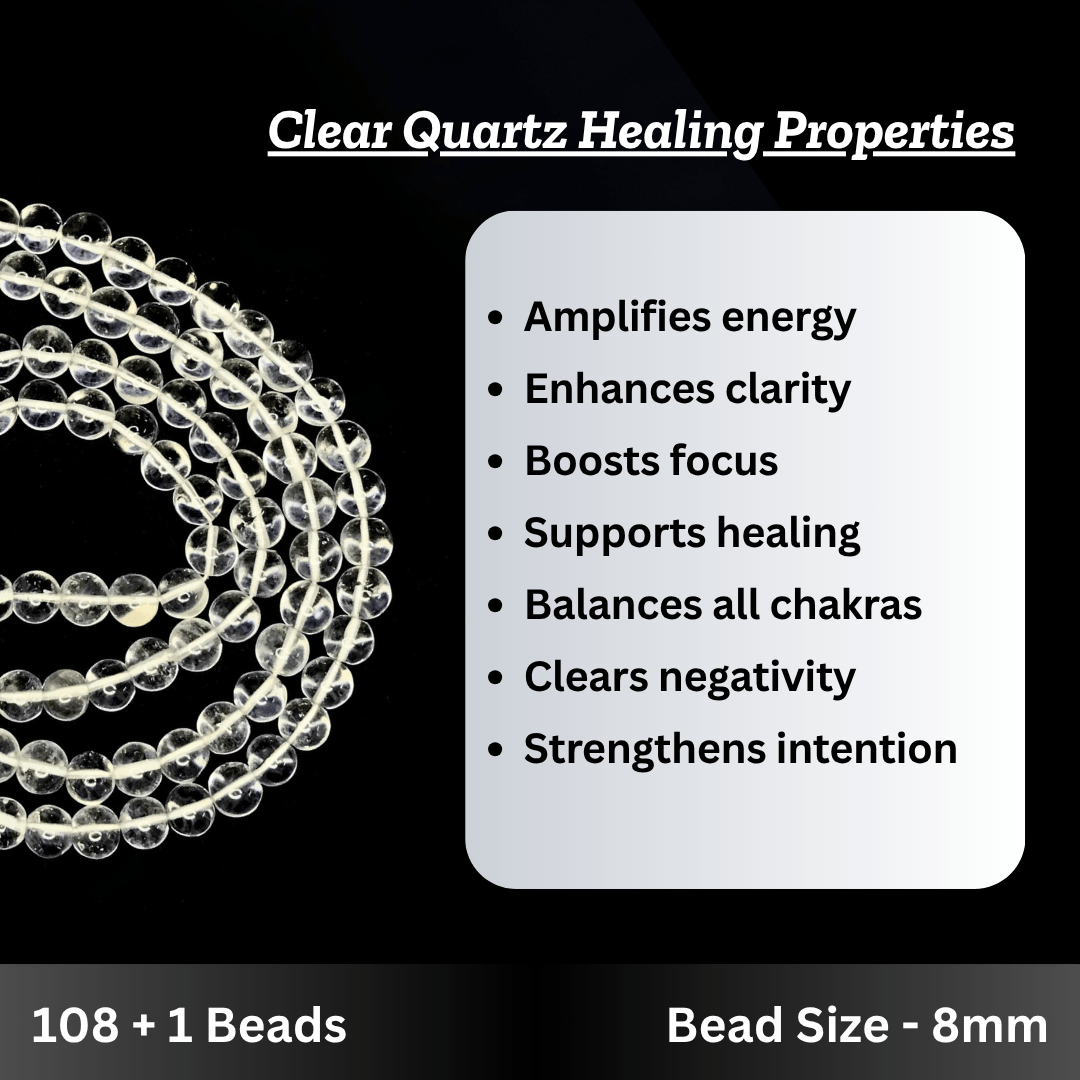 Clear Quartz Japa Mala - AEORA ROCKS INDIA - Healing Crystals superstore