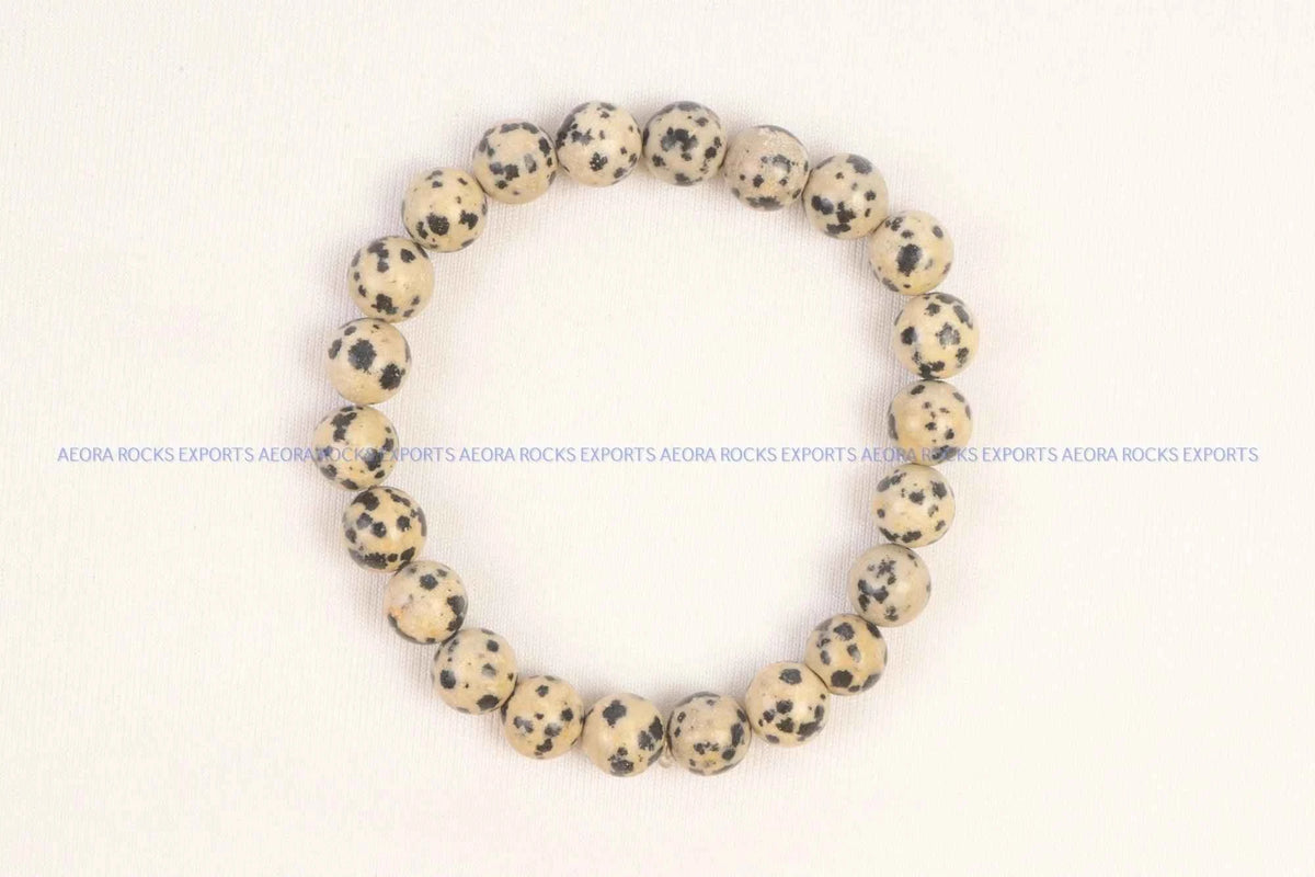 Dalmatian Jasper Bead Bracelet 8mm in India - Aeora Rocks