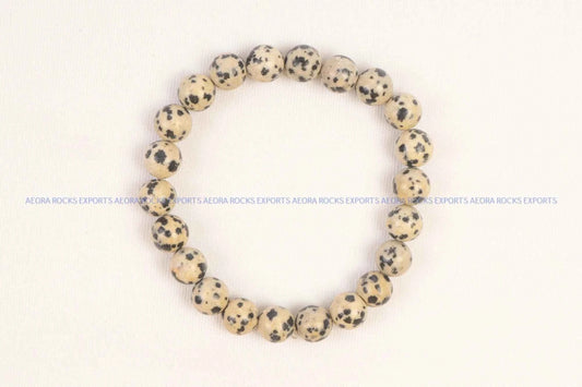 Dalmatian Jasper Bead Bracelet 8mm in India - Aeora Rocks