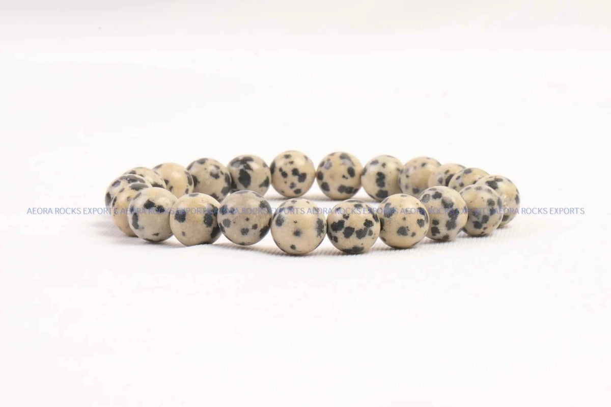 Dalmatian Jasper Bead Bracelet 8mm in India - Aeora Rocks