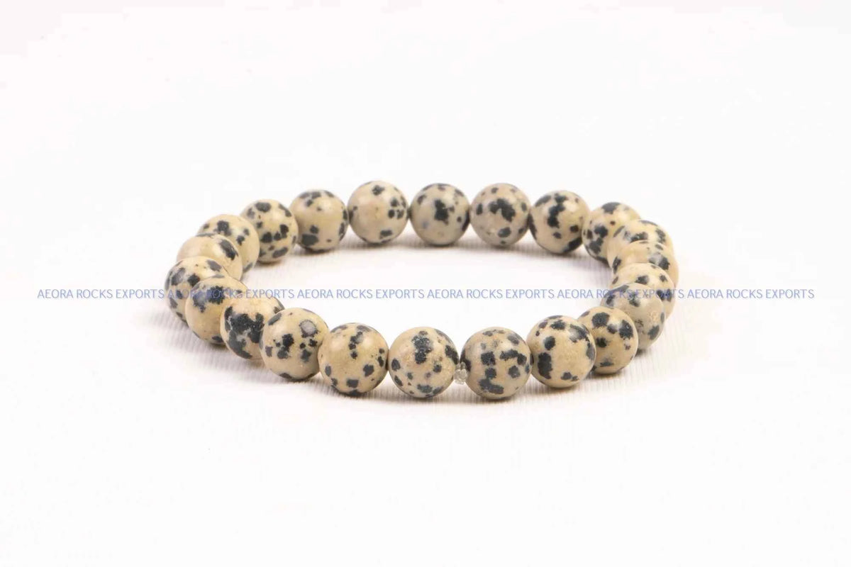 Dalmatian Jasper Bead Bracelet 8mm in India - Aeora Rocks