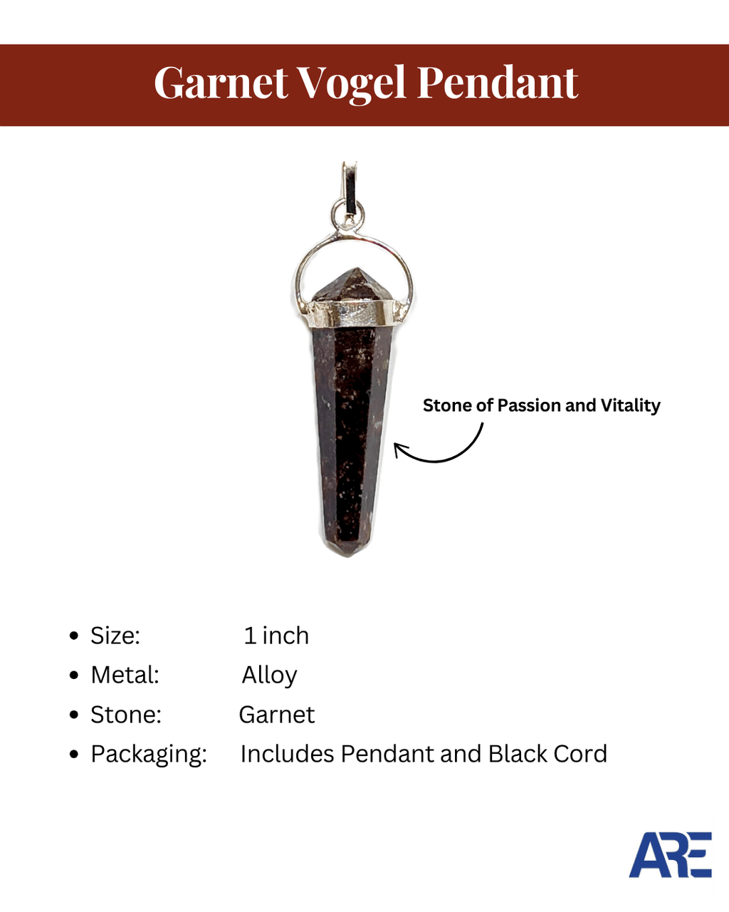 Garnet Vogel Pendant - AEORA ROCKS INDIA - Healing Crystals superstore