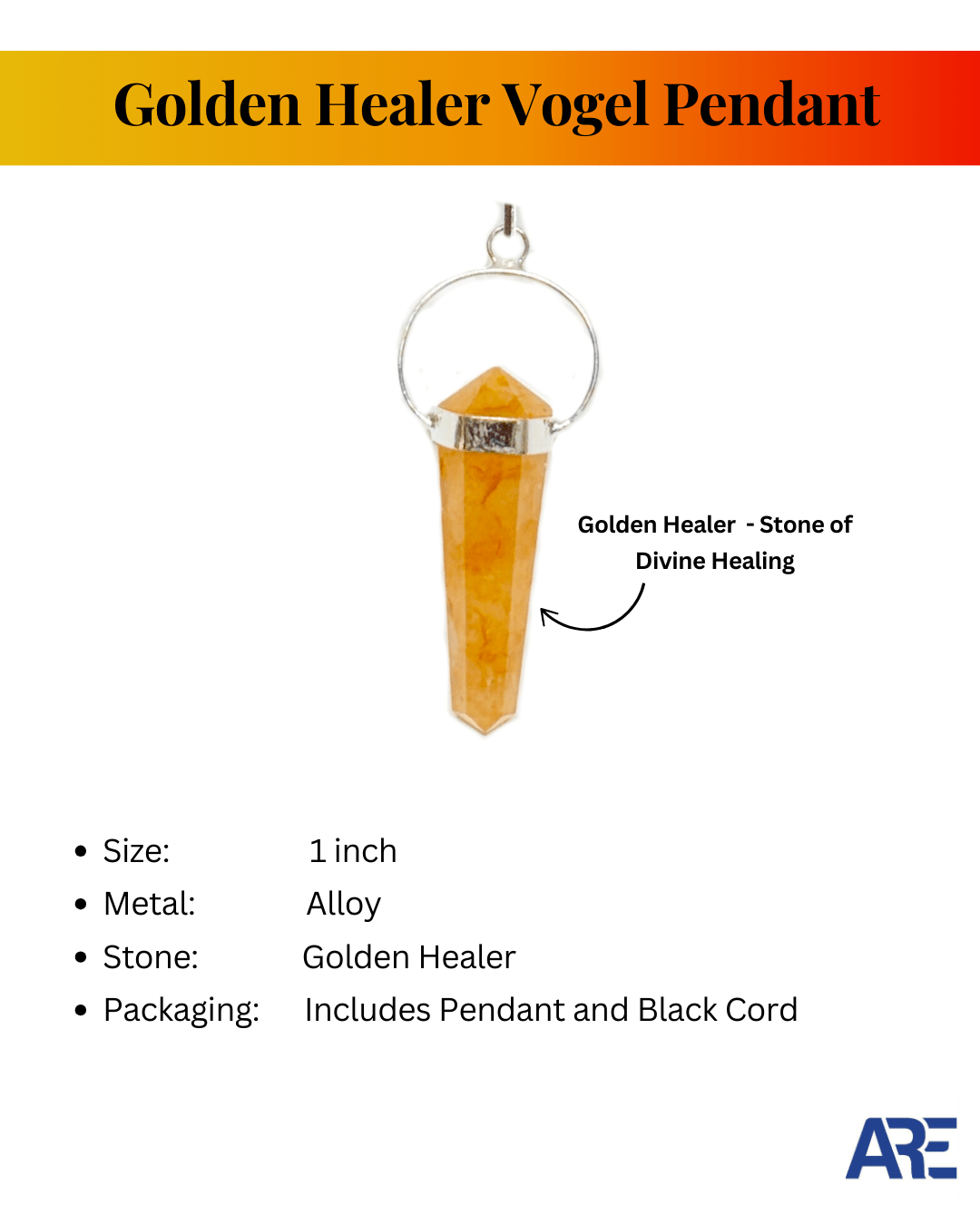 Golden Healer Vogel Pendant - AEORA ROCKS INDIA - Healing Crystals superstore