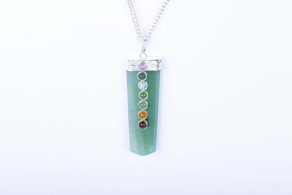 Green Aventurine Chapti Pendant with Seven Chakra Beads - AEORA ROCKS INDIA - Healing Crystals superstore