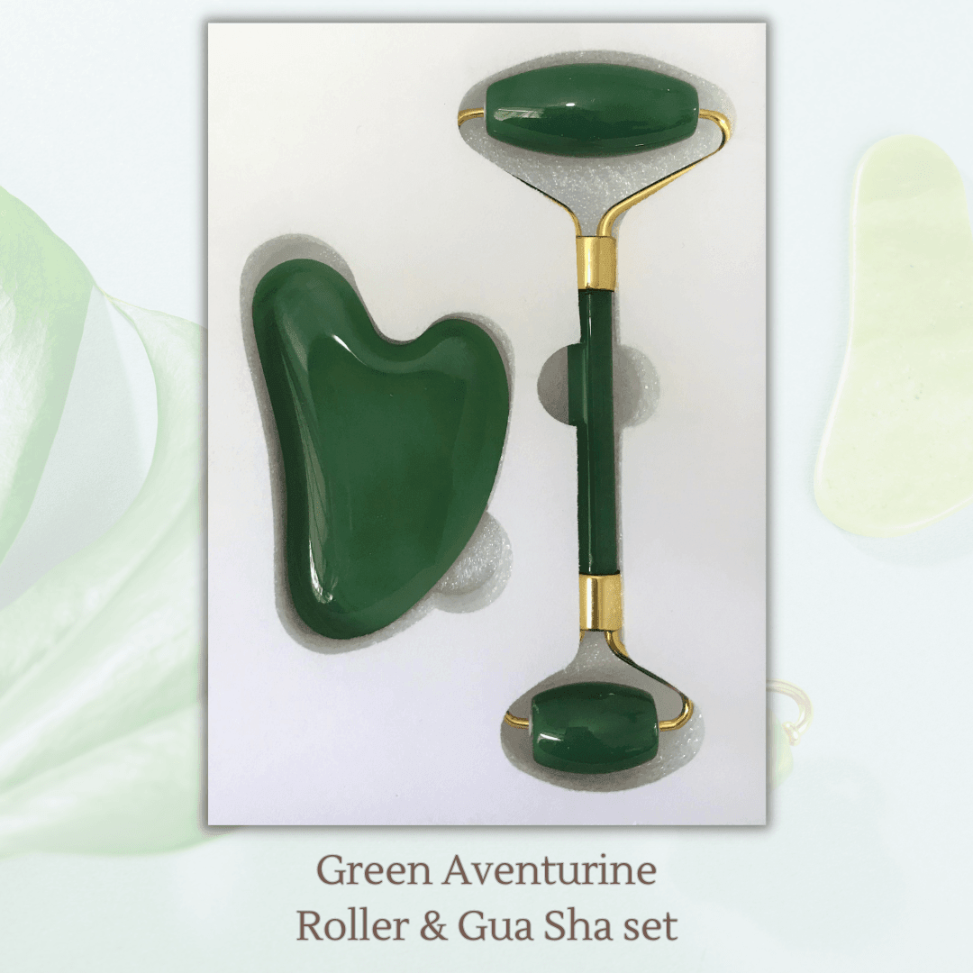 Green Aventurine/ Green Jade Rollers and Gua Sha Set - AEORA ROCKS INDIA - Healing Crystals superstore