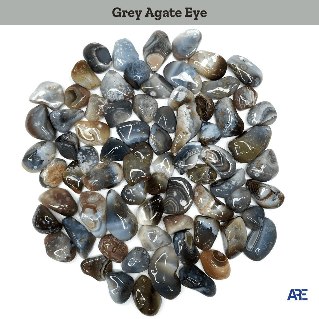 Grey Agate Eye Tumbled Stone - AEORA ROCKS INDIA - Healing Crystals superstore