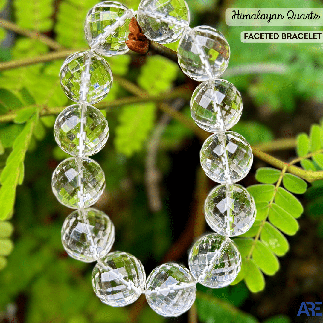 Himalayan Quartz 16mm Faceted Bead Bracelet - AEORA ROCKS INDIA - Healing Crystals superstore