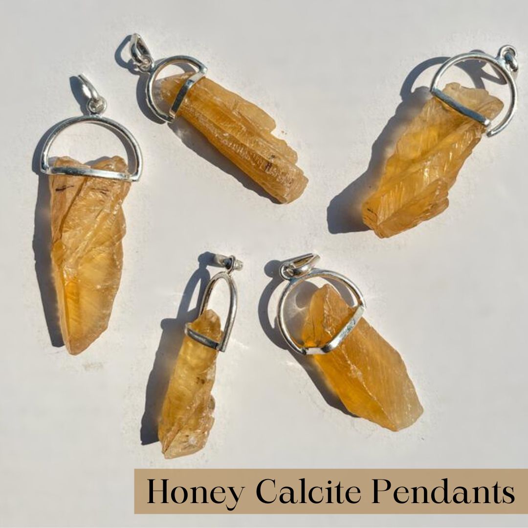 Honey Calcite Pendant - AEORA ROCKS INDIA - Healing Crystals superstore