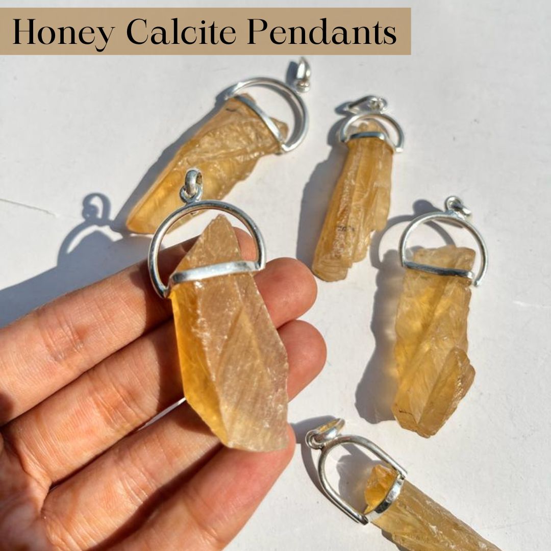 Honey Calcite Pendant - AEORA ROCKS INDIA - Healing Crystals superstore