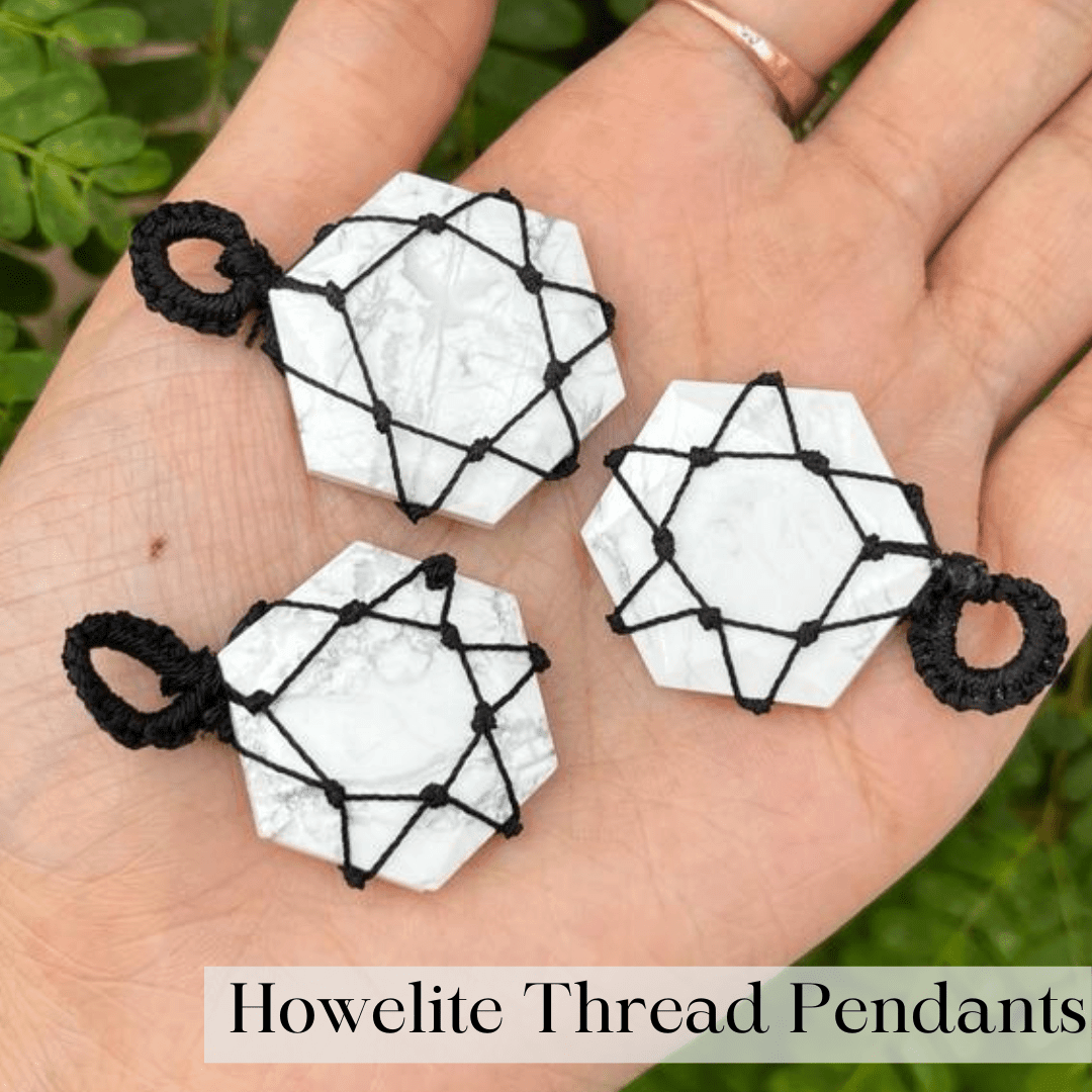 Howlite Thread Wrapped Pendant - AEORA ROCKS INDIA - Healing Crystals superstore