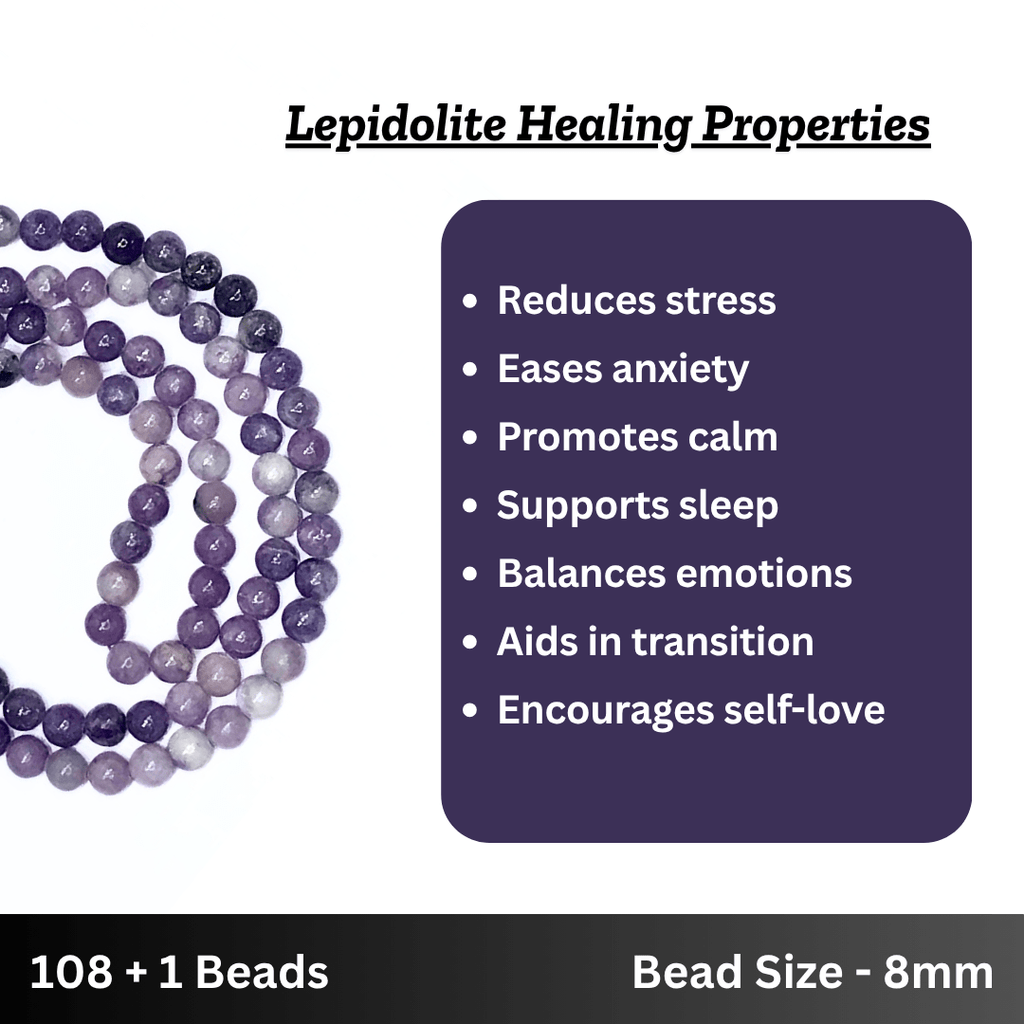Lepidolite Japa Mala - AEORA ROCKS INDIA - Healing Crystals superstore