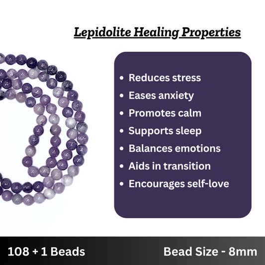 Lepidolite Japa Mala - AEORA ROCKS INDIA - Healing Crystals superstore