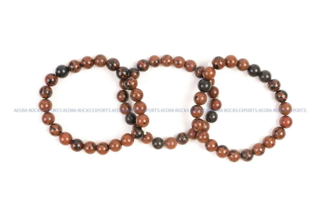 Mahogany Obsidian Bead Bracelet 8mm