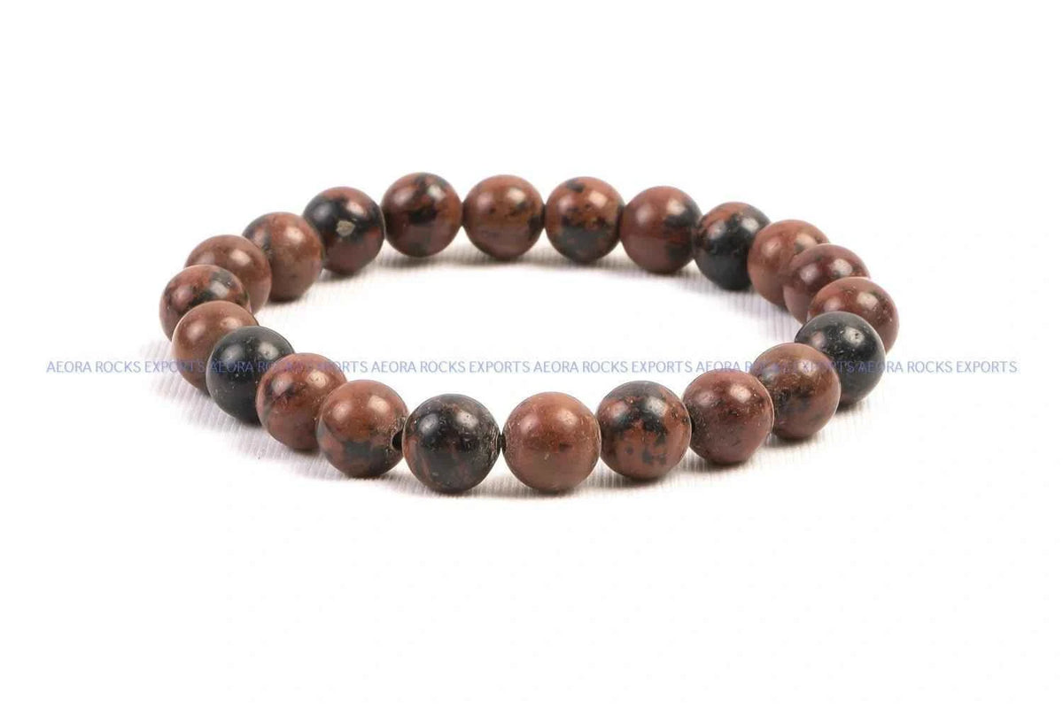 Mahogany Obsidian Bead Bracelet 8mm