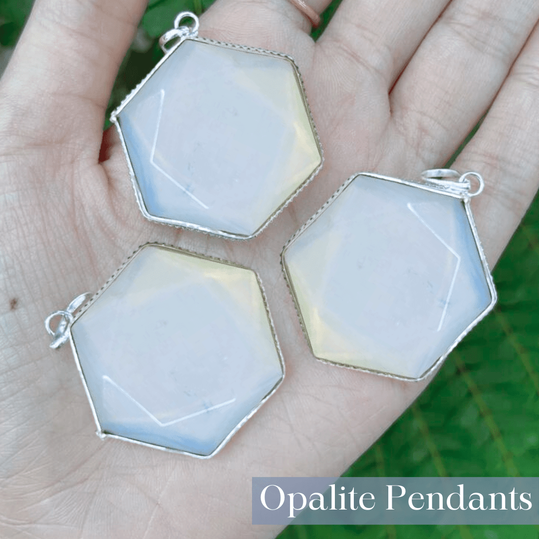 Opalite Hexagon Pendant - AEORA ROCKS INDIA - Healing Crystals superstore