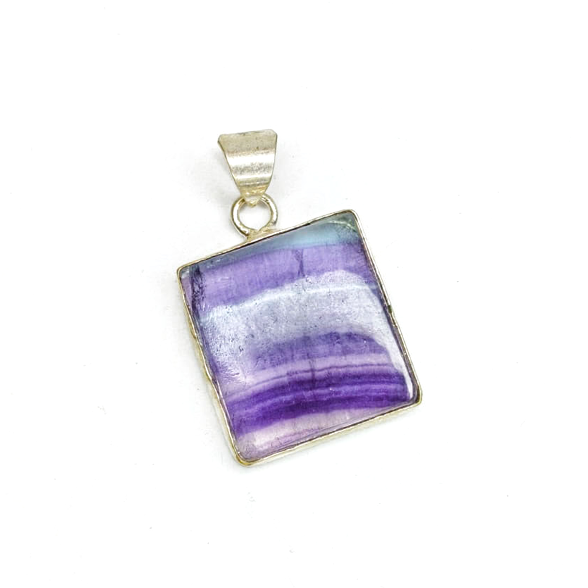 Multi Fluorite Square Pendant
