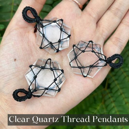 Clear Quartz Thread Wrapped Pendant