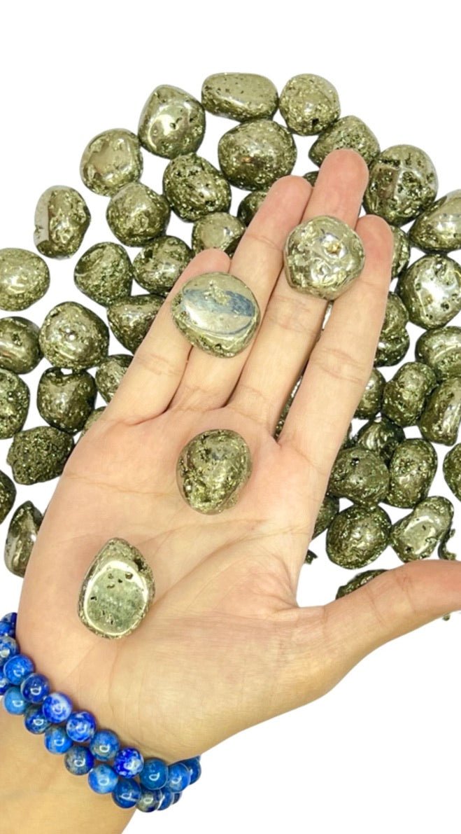 Pyrite with Druzy Tumbled Stones 100 grams pack in India - AEORA ROCKS INDIA - Healing Crystals superstore