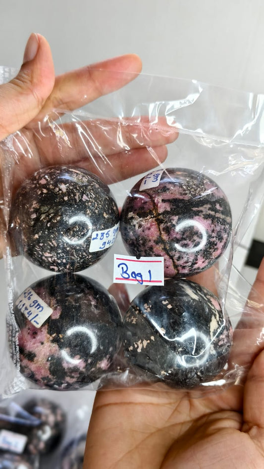 RHODONITE SPHERE BAG  1 - 1KG, 4 PCS